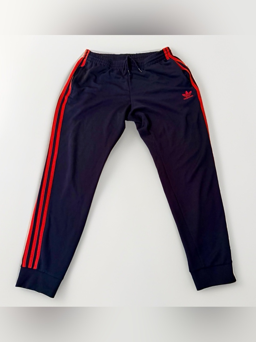 Vintage Adidas Joggers Sweatpants Mens L Navy Blue Red Stripes Retro 90s Stripes
